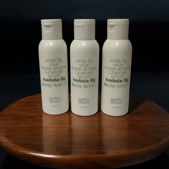 Atelier Bloem Kadota Fig Body Lotion 1.7 oz. Set of 3 Travel Size Tuberose Lemon - Picture 1 of 3